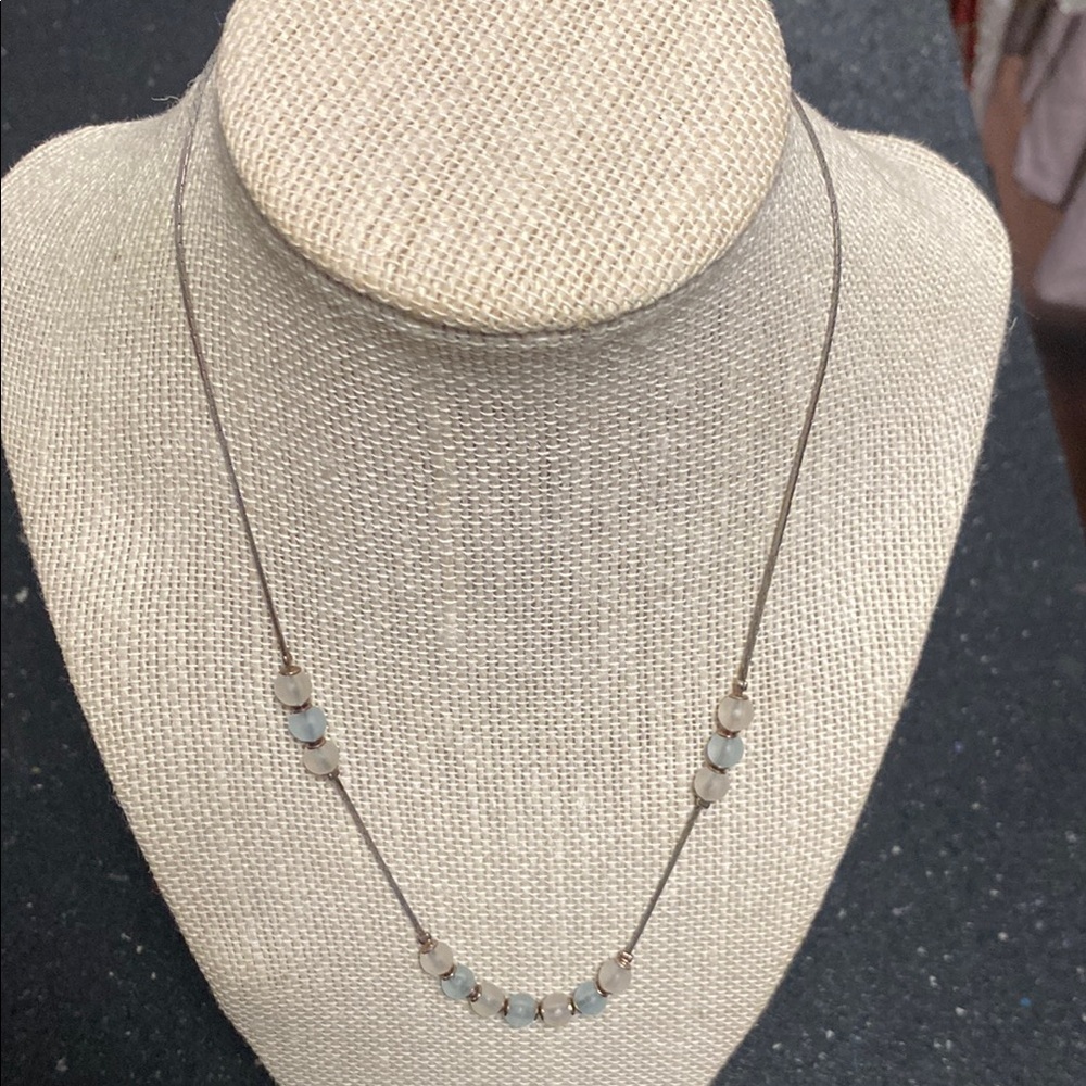 Vintage Kuhla Silver Necklace with Clear/Blue Accents